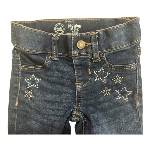Wonder Nation Girls Jeggings | Size XS (4โ5) | Star Rhinestone Denim - Picture 3 of 3